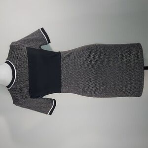 Top Shop Black White Colorblock Herringbone Short Sleeve Mini Dress US 6 UK 10